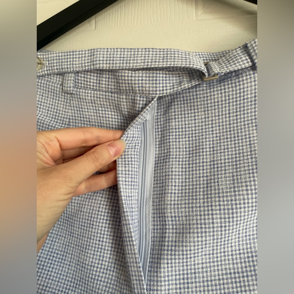 Gingham Tapered Trousers Blue White Sz 14 - Picture 5 of 14
